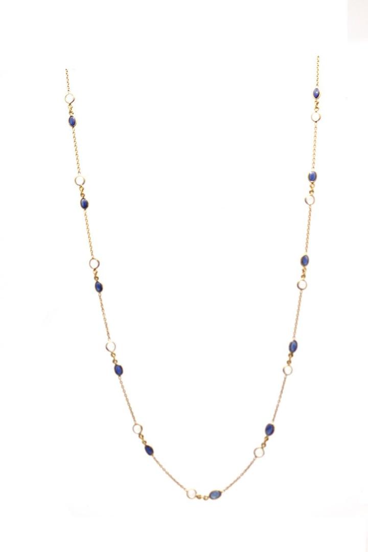 Tresor Collection - Blue Sapphire & Rainbow Moonstone Necklace In 18k Yellow Gold 6126940100