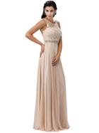 Dancing Queen - 9325 Lace Embroidered Chiffon A-line Dress