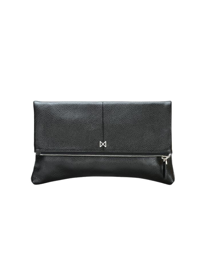 Mofe Handbags - Esoteric Foldover Clutch Black/nickel / Genuine Leather