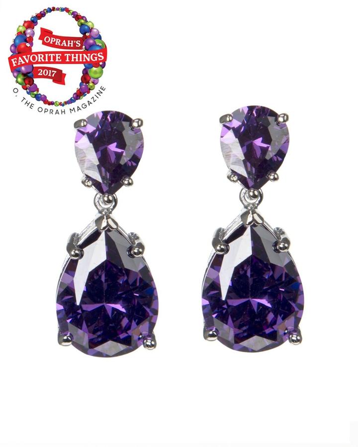 Cz By Kenneth Jay Lane - Amethyst Double Drop Earrings
