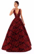 Tarik Ediz - 50250 Plunging V Neck Floral Ballgown