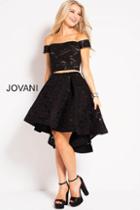 Jovani - 39618 Two Piece Lace Off-shoulder High Low A-line Dress