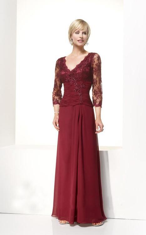 Alyce Paris Black Label - 29364 Laced Top And Sleeves Evening Gown