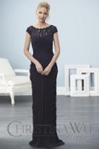 Christina Wu Elegance - 20231 Lace Bateau Neck Jersey Sheath Dress