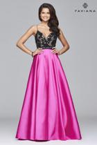 Faviana - S7947 Long Ball Gown With Appliqued Bodice And Mikado Skirt