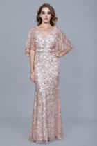 Shail K - 12178 Sequined V-neck Tulle Sheath Dress