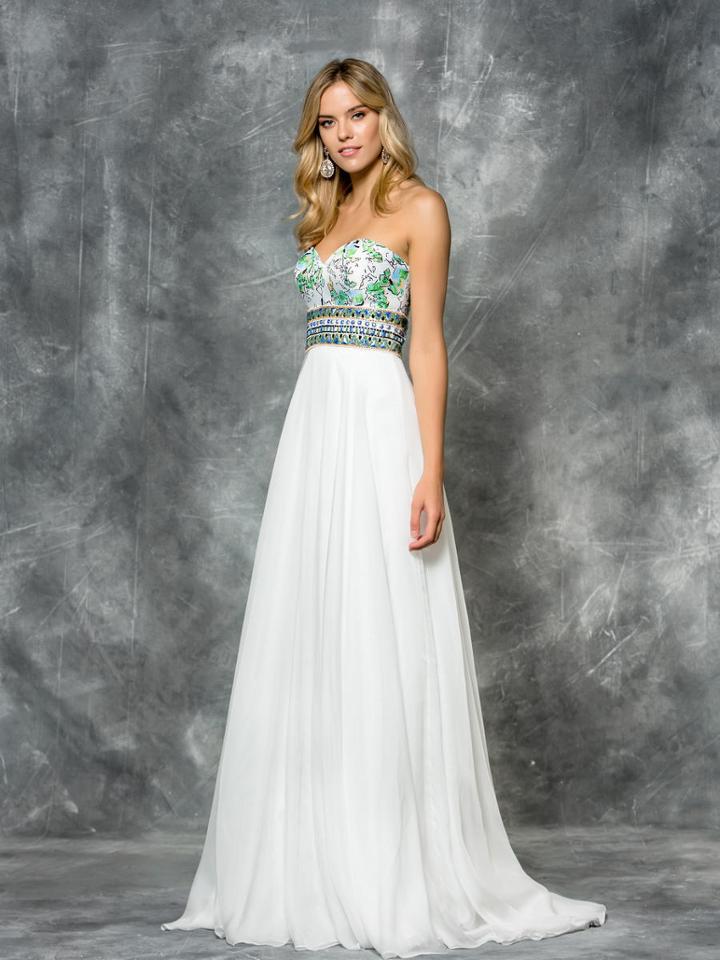 Colors Dress - 1626 Strapless Embellished Printed Long Gown