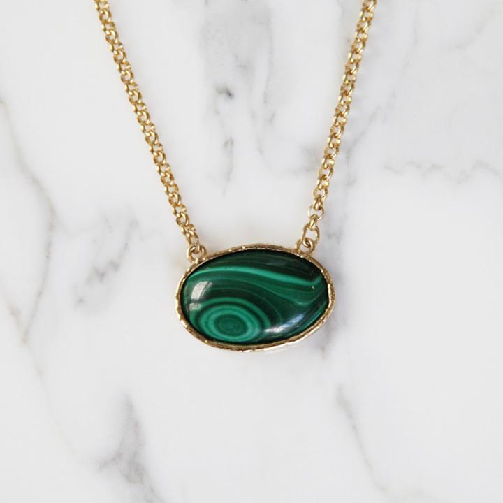 Margaret Elizabeth - Oval Malachite Pendant