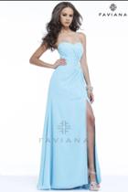 Faviana - Embellished Draped Chiffon Evening Gown With High Slit 7361
