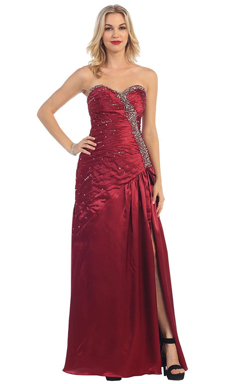 May Queen - Strapless Crystal Edge Sweetheart Prom Dress Mq713