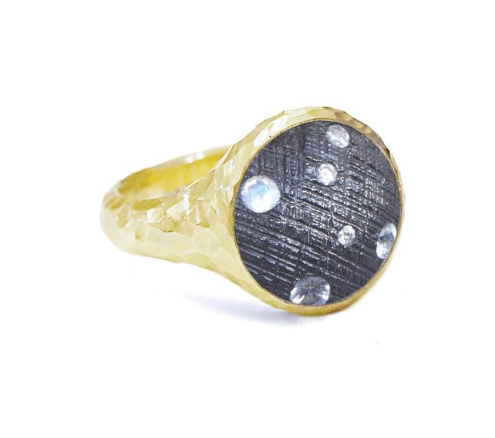 Nina Nguyen Jewelry - Petite Round Gold & Oxidized Ring