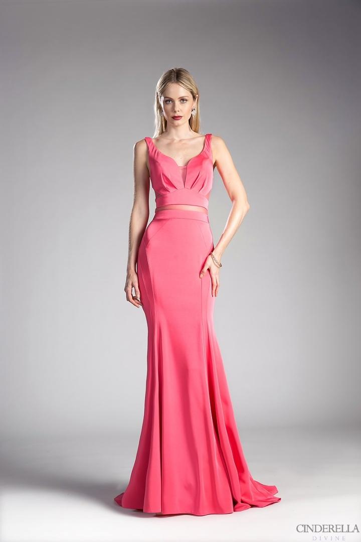 Cinderella Divine - Mock Two Piece Ruffled Sheath Dress