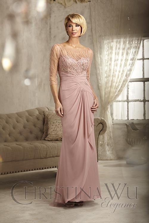 Christina Wu Elegance - 17818 Beaded Illusion Bateau Chiffon Dress