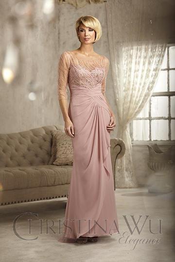 Christina Wu Elegance - 17818 Beaded Illusion Bateau Chiffon Dress