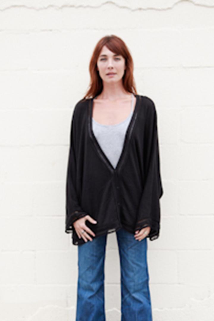 Goddis - Connor Button Cardigan In Black