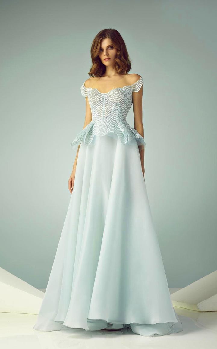 Beside Couture - Bc1218 Embroidered Scalloped Portrait A-line Dress