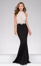 Jovani - 42457a Sleeveless Halter Lace Evening Dress
