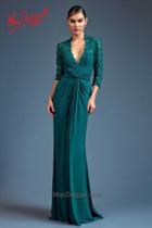 Mac Duggal Couture - 80518 Long Sleeve Gown In Teal
