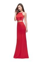 La Femme - 25220 Two-piece High Halter Strappy Jersey Gown