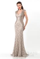 Terani Evening - Metallic Lace Mermaid Gown With Foliage Motif 1521m0640a