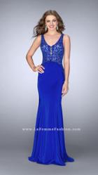 Gigi - Sultry Lace Scoop Sheath Long Evening Gown With Sheer Inset 24788