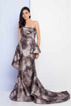 Terani Couture - 1721e4139 Strapless Ruched Printed Mermaid Gown