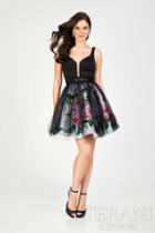 Terani Prom - Pleated Floral Print A-line Cocktail Dress 1715p3819