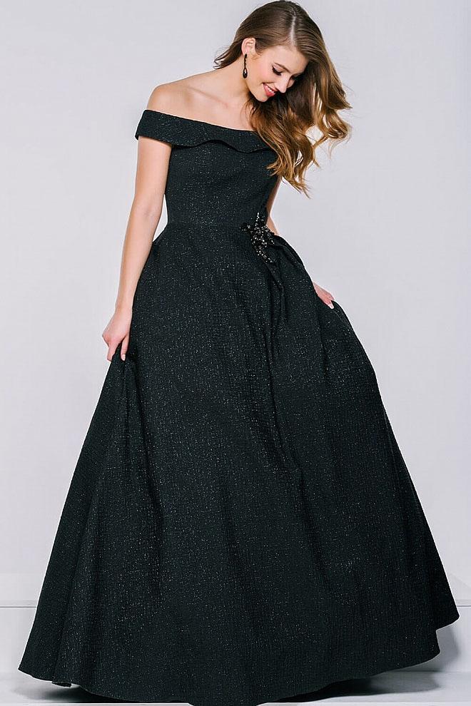 Jovani - 40555 Beaded Off Shoulder Ballgown