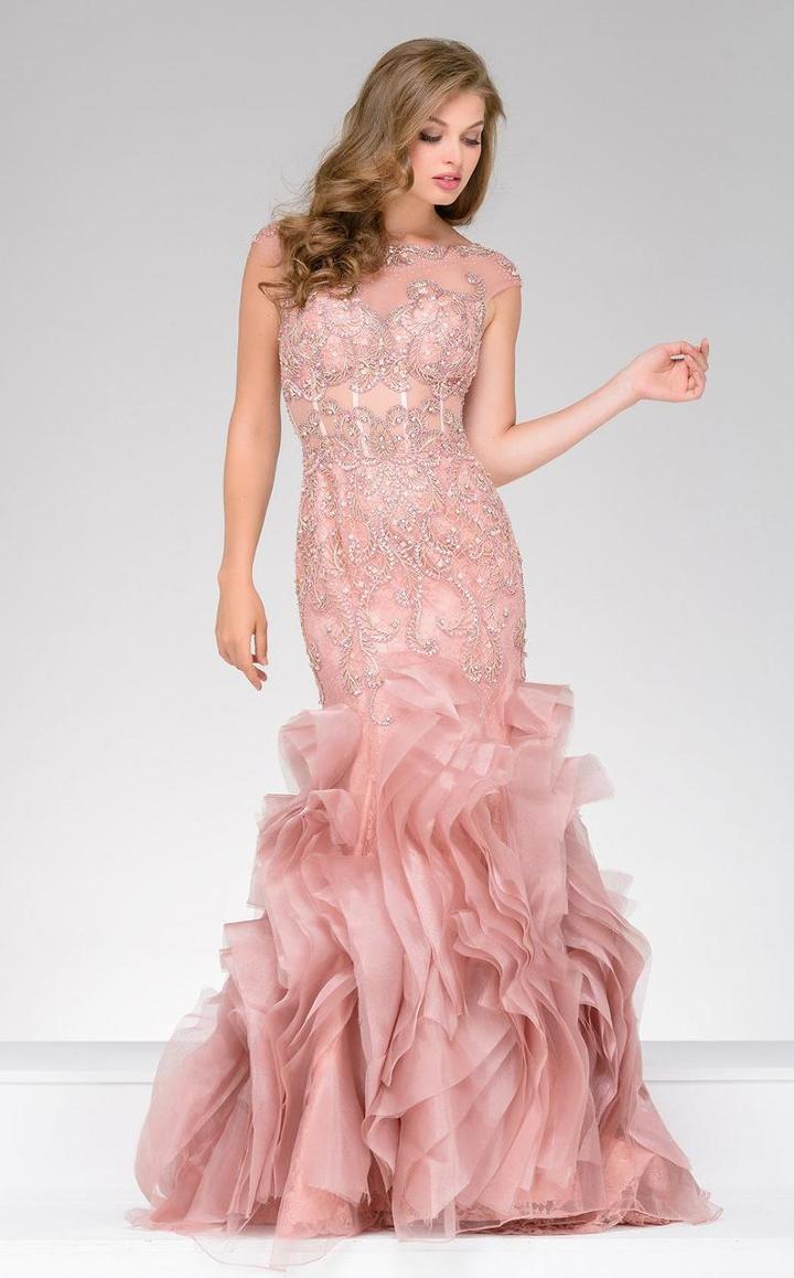 Jovani - 40682a Illusion Bateau Neck Mermaid Dress