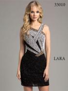 Lara Dresses - Sleeveless Asymmetric Sparkling Short Dress 33010