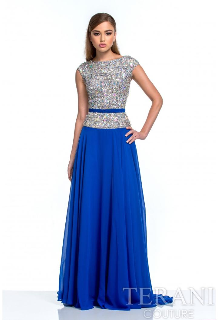 Terani Evening - Embellished Bateau Neck A-line Gown 151m0351b