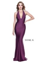 Shail K - 33945 Halter V-neck Spandex Trumpet Dress