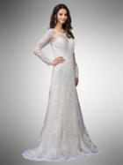 Dancing Queen - 9 Two Tone Beaded Lace Illusion Bateau A-line Gown