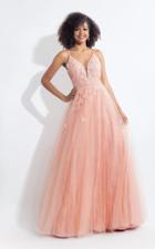 Rachel Allan - 6057 Deep V-neck A-line Dress