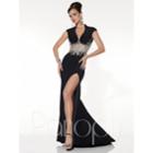 Panoply - Chic Crystal Lace V-neck Trumpet Gown 44298