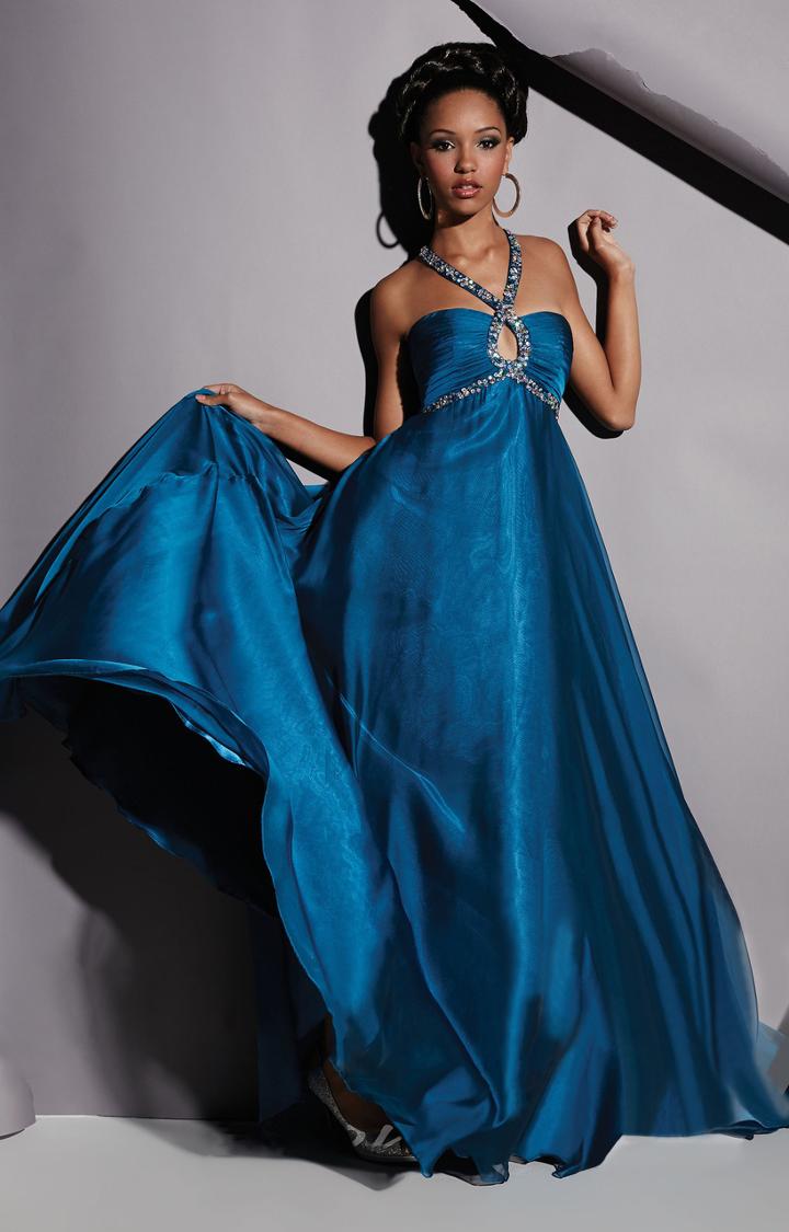 Studio 17 - 12455 Halter Beaded Keyhole Evening Gown