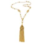 Ben-amun - Gold & Pearl Long Tassel Drop Necklace