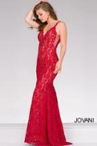 Jovani - Fitted Lace Prom Dress 48994