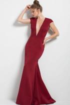 Jovani - 50778 Illusion Plunging Neck Fitted Gown