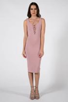 Donna Mizani - Lace Up Sheath Dress In Pink