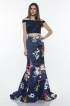 Milano Formals - E2437 Off-shoulder Two-piece Mermaid Gown