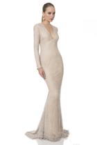 Terani Evening - Plunging V-neck Embellished Mermaid Gown 1611m0629a