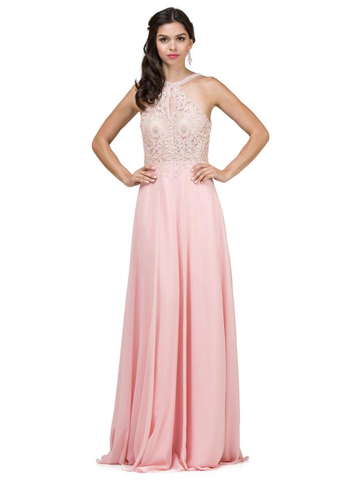 Dancing Queen - 9994 Halter Floral Keyhole Long Gown