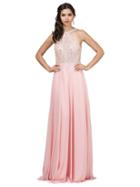 Dancing Queen - 9994 Halter Floral Keyhole Long Gown