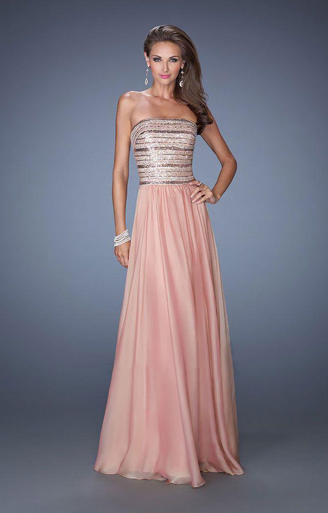La Femme - 19398 Strapless Straight Sequined Gown