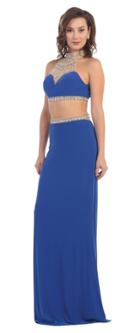 May Queen - Flirty Jeweled Illusion Neck Open Back Column Dress Mq1207