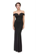 Eureka Fashion - Off-shoulder Notched Foldover Sheath Gown