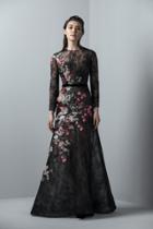 Saiid Kobeisy - 3383 Long Sleeved Floral Tulle Gown