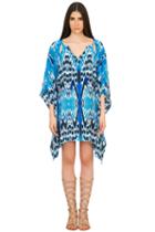 Caffe Swimwear - Short Kaftan With Cut Out In Blue