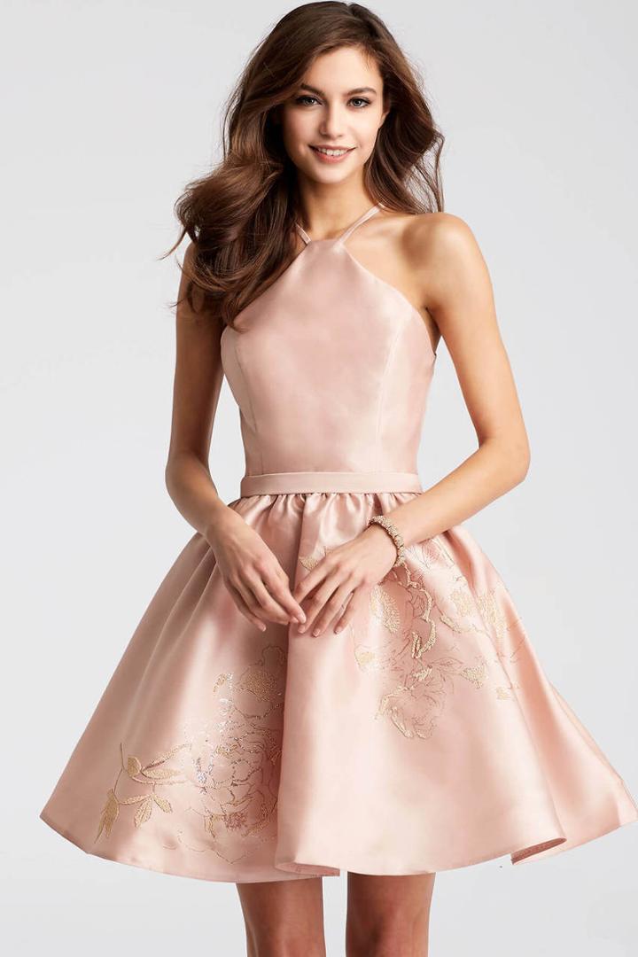 Jovani - Jvn52292 Halter Mikado Fit And Flare Dress